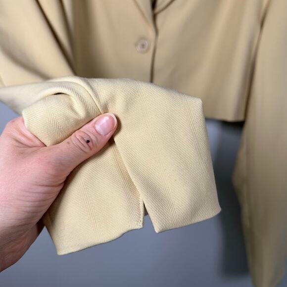 NWT WeWoreWhat Butter Yellow Cropped Herringbone Twill Blazer Women's Large - Picture 8 of 11